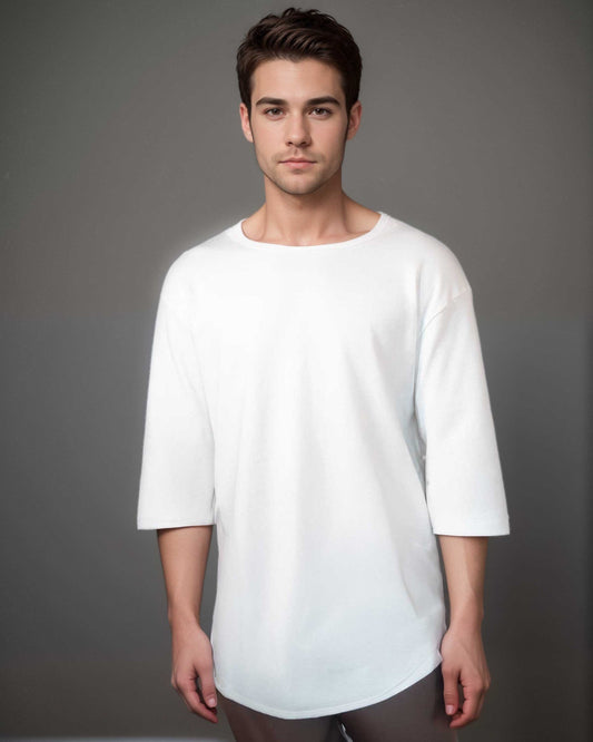 Boat Neck 3/4 Sleeve Organic Cotton Tee